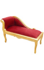 Louis XV chaise longue burgundská tkanina a zlaté drevo