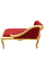 Louis XV chaise longue burgundy fabric and gold wood