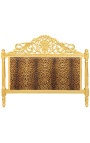 Baroque bed headboard leopard fabric and gold wood