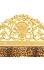 Testiera barocca in tessuto leopardato e legno dorato