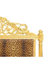 Țesătură leopard pentru tăblie pat baroc și lemn auriu