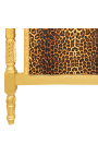Barokní čelo postele leopardí látka a zlaté dřevo