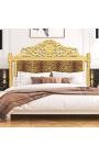 Barrocoa cama leopardo tela y madera de oro