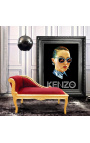 Louis XV chaise longue burgundská tkanina a zlaté drevo