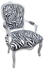 Barokový kreslo štýlu Louis XV zebra a strieborené drevo