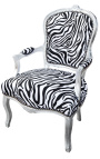 Fauteuil barok in Lodewijk XV-stijl zebra en verzilverd hout