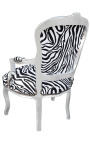 Barokový kreslo štýlu Louis XV zebra a strieborené drevo