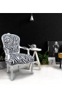 Barock-Sessel im Zebra-Stil Louis XV und versilbertem Holz