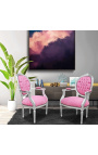 Барокко кресло Louis XVI стиле розового бархата и посеребренный древесины