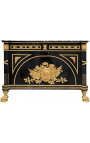 Enorme buffet de style Empire noir avec bronzes dorés et marbre noir