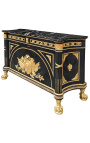 Enorme buffet de style Empire noir avec bronzes dorés et marbre noir