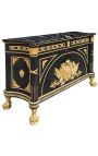 Large French Empire style dresser glossy black with black marble