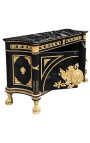 Enorme buffet de style Empire noir avec bronzes dorés et marbre noir