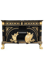 Enorme buffet de style Empire noir avec bronzes dorés et marbre noir