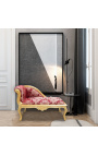 Baroque chaise longue red satin fabric "Gobelins" pattern and gold wood