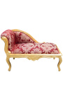 Dormeuse in stile Luigi XV tessuto di raso rosso con motivi "Gobelins" e legno dorato