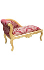 Barock Chaise Longue rote Satin Stoff "Rebellen" muster und goldholz