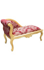 Dormeuse in stile Luigi XV tessuto di raso rosso con motivi "Gobelins" e legno dorato