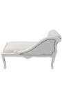 Louis XV silla longue beige velvet y madera beige