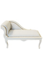 Louis XV silla longue beige velvet y madera beige