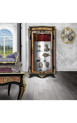 Boulle markešu ekspozīcijas kabinets ar Napoleona III stilu, melns ar bronzi