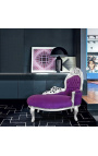 Baroque chaise longue purple velvet with silver wood