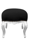 Barokk-jalamoole Louis XV black fabric and silver wood - 7