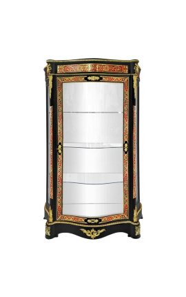Bulle Marquetry displeja skapis ar stilu Napoleona III melns ar bronzas - 1