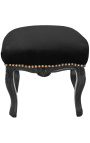Baroque footrest Louis XV black fabric and black shine wood