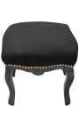 Baroque footrest Louis XV black fabric and black shine wood