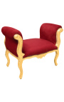 Baroque Louis XV bench burgundy velvet fabric and gold wood 