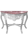 Console de style baroque en bois argenté et marbre rouge - 11
