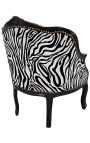 Bergère louis XV tessuto zebra stile e legno nero