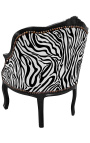 Bergère louis XV tessuto zebra stile e legno nero