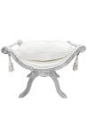 Bench (or Dagobert) white leatherette and silver wood