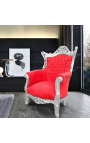 Grand Rococo Sillón barroco terciopelo rojo y madera de plata