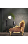 Barok chaise longue luipaardstof met goud hout