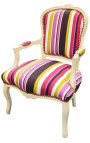 Fotoliu baroc de Louis XV Stilul Stripped Stripped Multi-color și Lemn Lacul Bej - 12