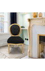 Židle ve stylu Ludvíka XVI. černý samet s kamínky a zlatým dřevem