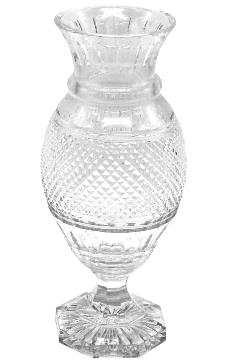 Grande vaso de cristal estilo Charles X com nervuras