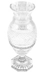 Grande vaso in cristallo costolato in stile Carlo X