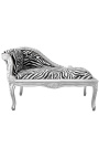 Louis XV chaise longue zebra fabric and silver wood