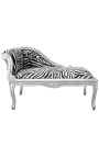 Louis XV chaise longue zebra stof en zilver hout