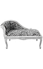 Louis XV Chaise Fabric Zebra Longue și lemn de argint - 1