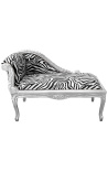 Louis XV chaise longue zebra fabric and silver wood