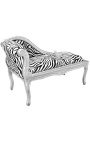 Louis XV chaise longue zebra stof en zilver hout