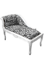 Louis XV chaise longue zebra stof en zilver hout