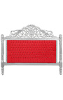 Tăblie de pat baroc țesătură catifea roșie cu strasuri și lemn argintiu