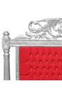 Barockes Bettkopfteil aus rotem Samtstoff mit Strasssteinen und silbernem Holz