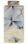 Urne décorative "Yarra" en céramique émaillé doré grand modèle